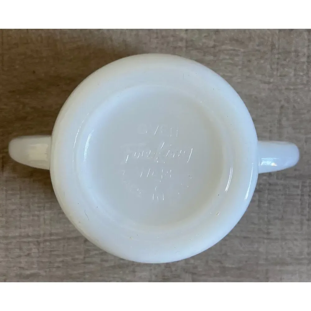 Vintage Fire King Milk Glass Wheat Pattern Sugar Bowl Double Handled